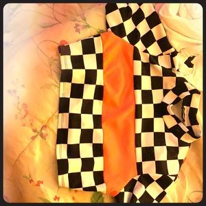 Checkered turtle neck crop top